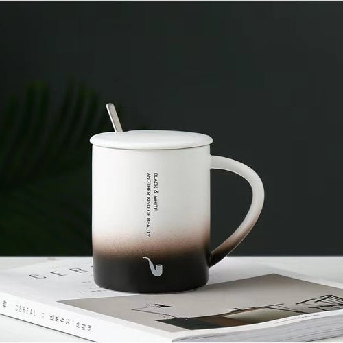 Porcelain Gradient Mug with Lid - Creative Beverage Cup