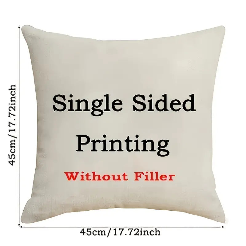 Letter Print Pillowcase, 18 x 18 Inches (Insert Not Included)
