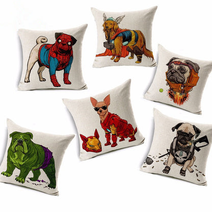Cute Cartoon Dog Series Linen Pillowcase for Sofas