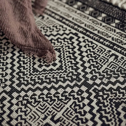 Black & White Bohemian Tassel Indoor Area Rug