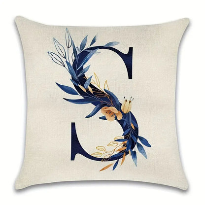 Letter Print Pillowcase, 18 x 18 Inches (Insert Not Included)