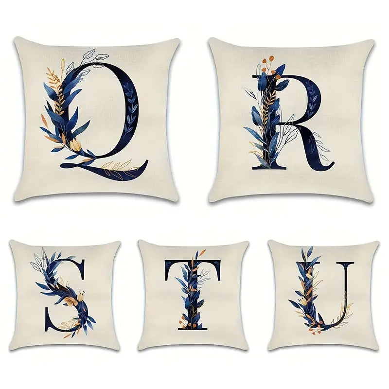 Letter Print Pillowcase, 18 x 18 Inches (Insert Not Included)