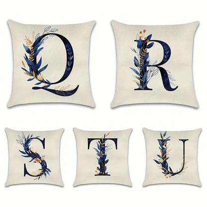 Letter Print Pillowcase, 18 x 18 Inches (Insert Not Included)