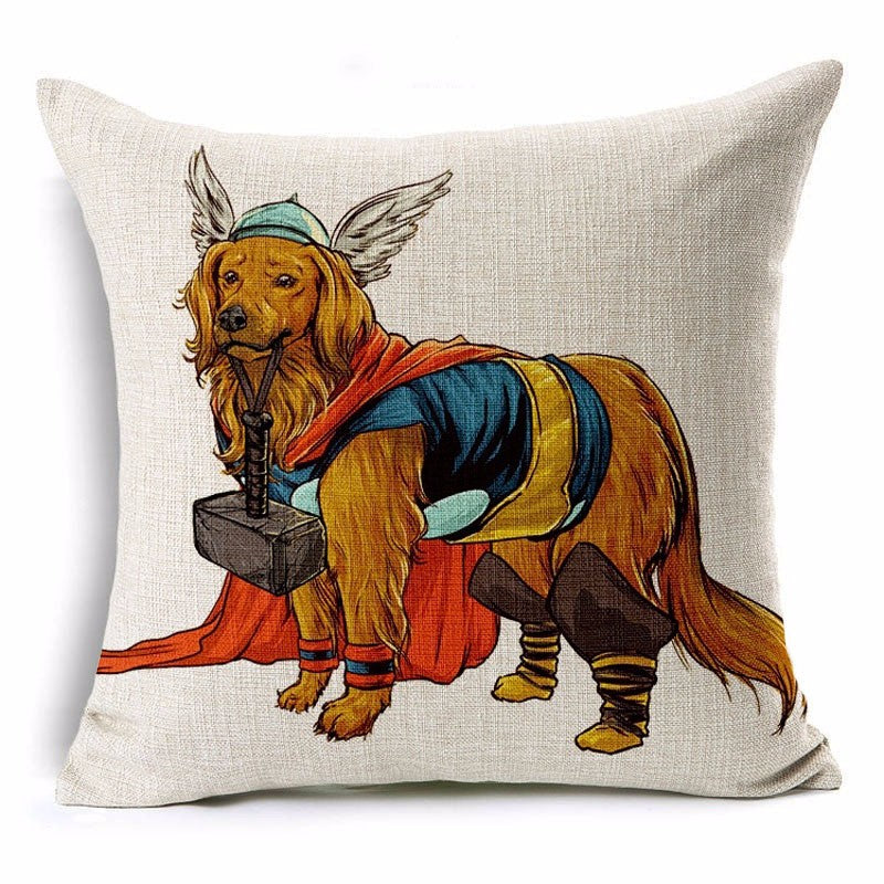 Cute Cartoon Dog Series Linen Pillowcase for Sofas
