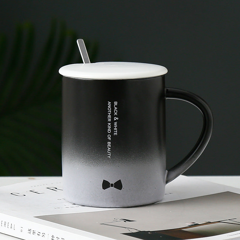 Porcelain Gradient Mug with Lid - Creative Beverage Cup