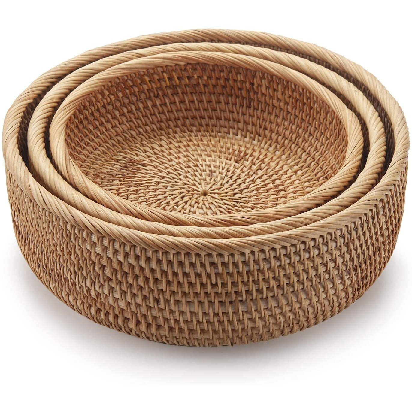 Handmade Vietnamese Wicker Candy Basket Set (3 Pieces)