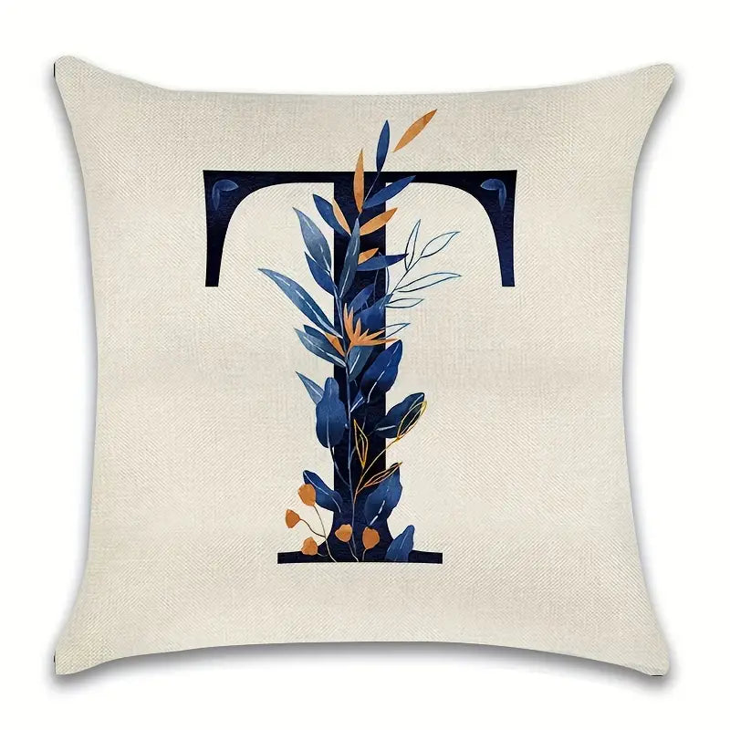 Letter Print Pillowcase, 18 x 18 Inches (Insert Not Included)
