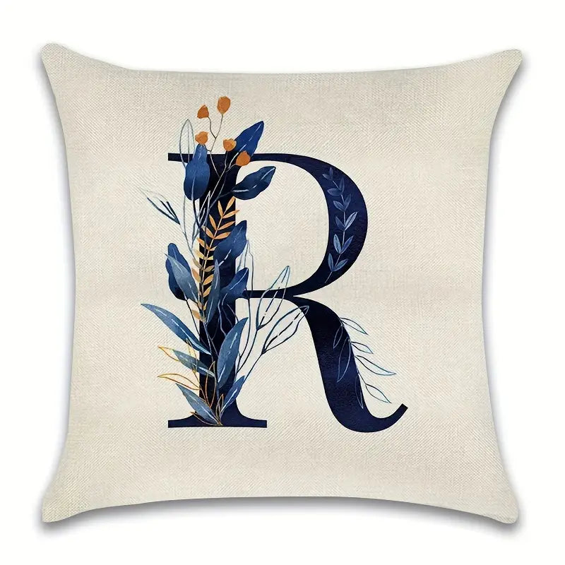 Letter Print Pillowcase, 18 x 18 Inches (Insert Not Included)