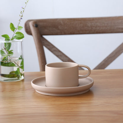 Frosted Ceramic Coffee Cup Set with Saucer, 200ml