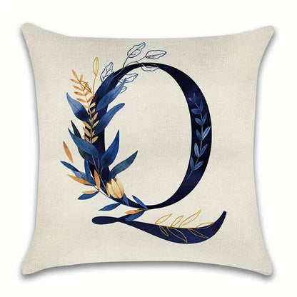 Letter Print Pillowcase, 18 x 18 Inches (Insert Not Included)