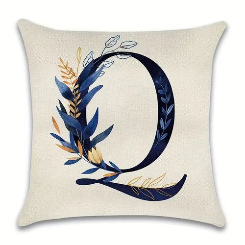 Letter Print Pillowcase, 18 x 18 Inches (Insert Not Included)