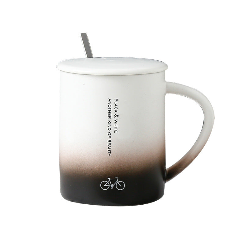 Porcelain Gradient Mug with Lid - Creative Beverage Cup
