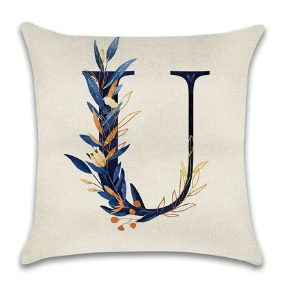 Letter Print Pillowcase, 18 x 18 Inches (Insert Not Included)